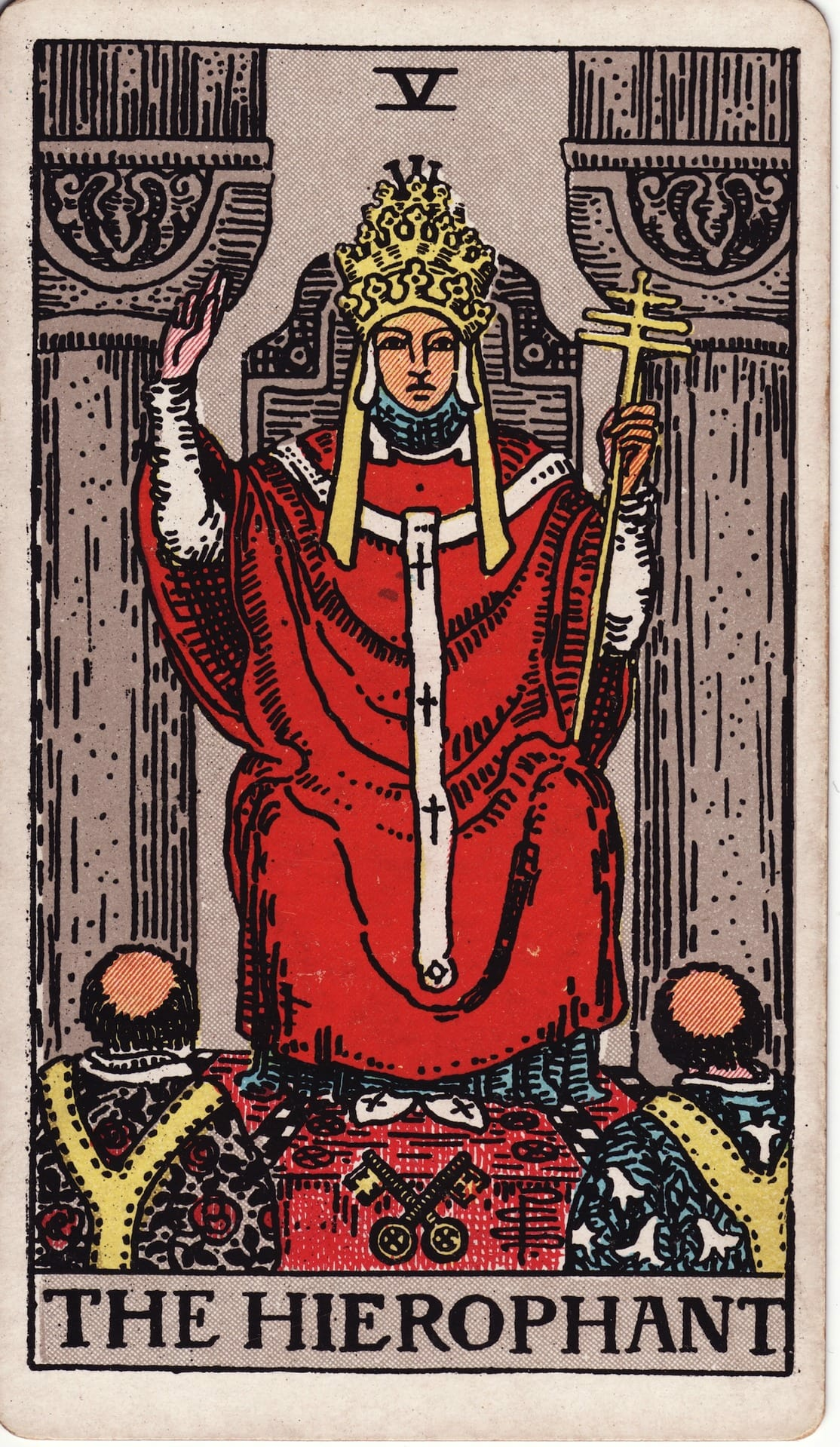 The Hierophant tarot card - Major Arcana - spiritual wisdom, religious beliefs, conformity