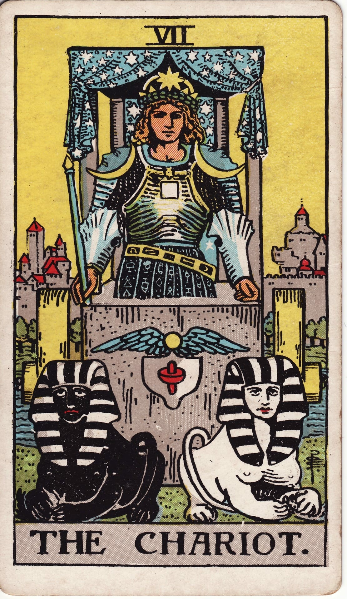 The Chariot tarot card - Major Arcana - control, willpower, success