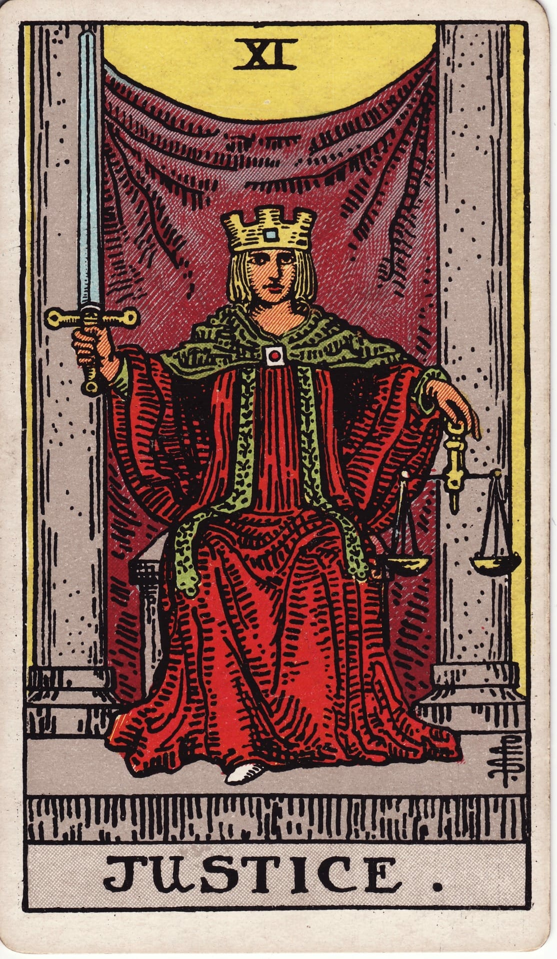 Justice tarot card - Major Arcana - justice, fairness, truth