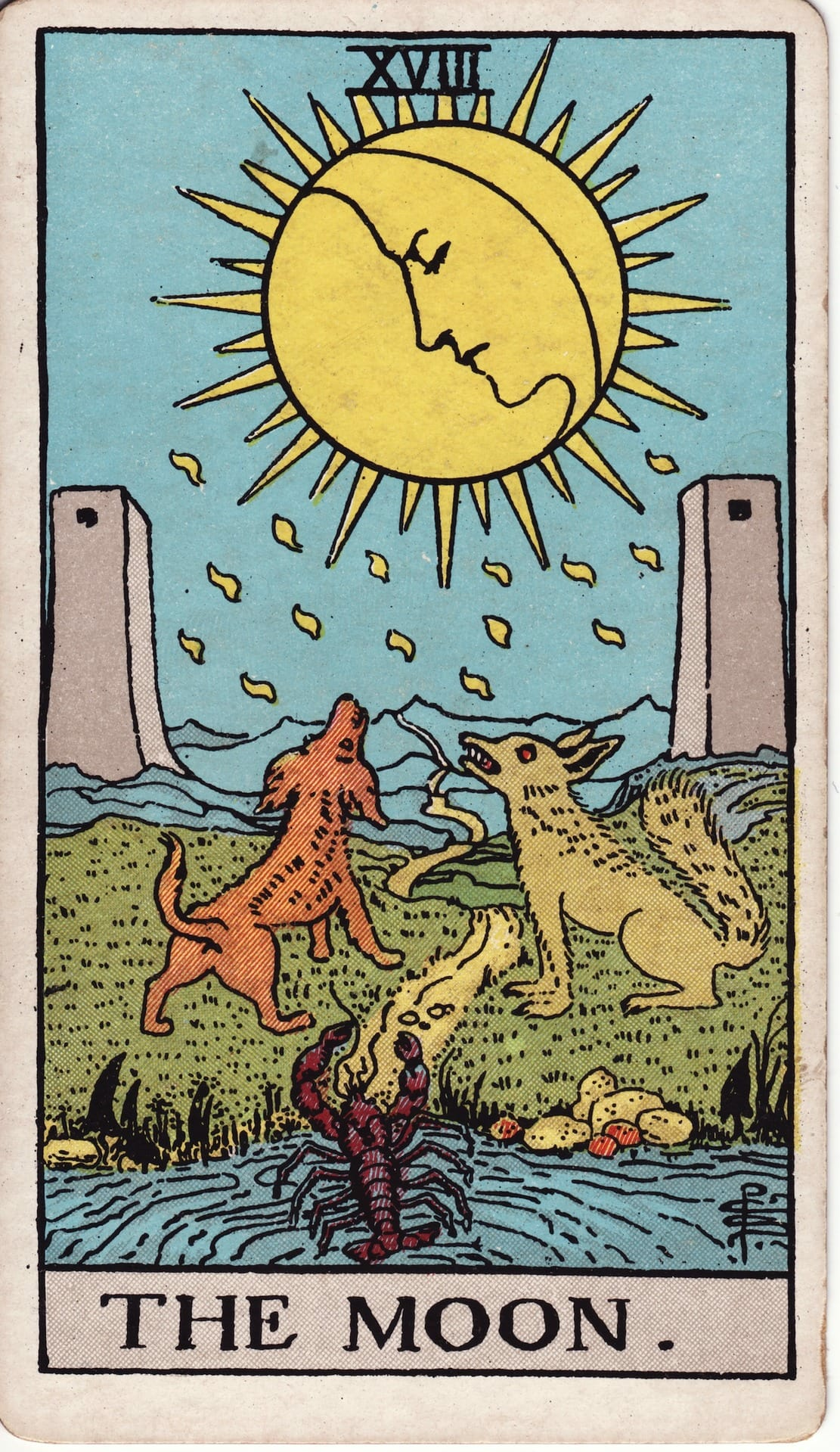 The Moon tarot card - Major Arcana - illusion, fear, anxiety