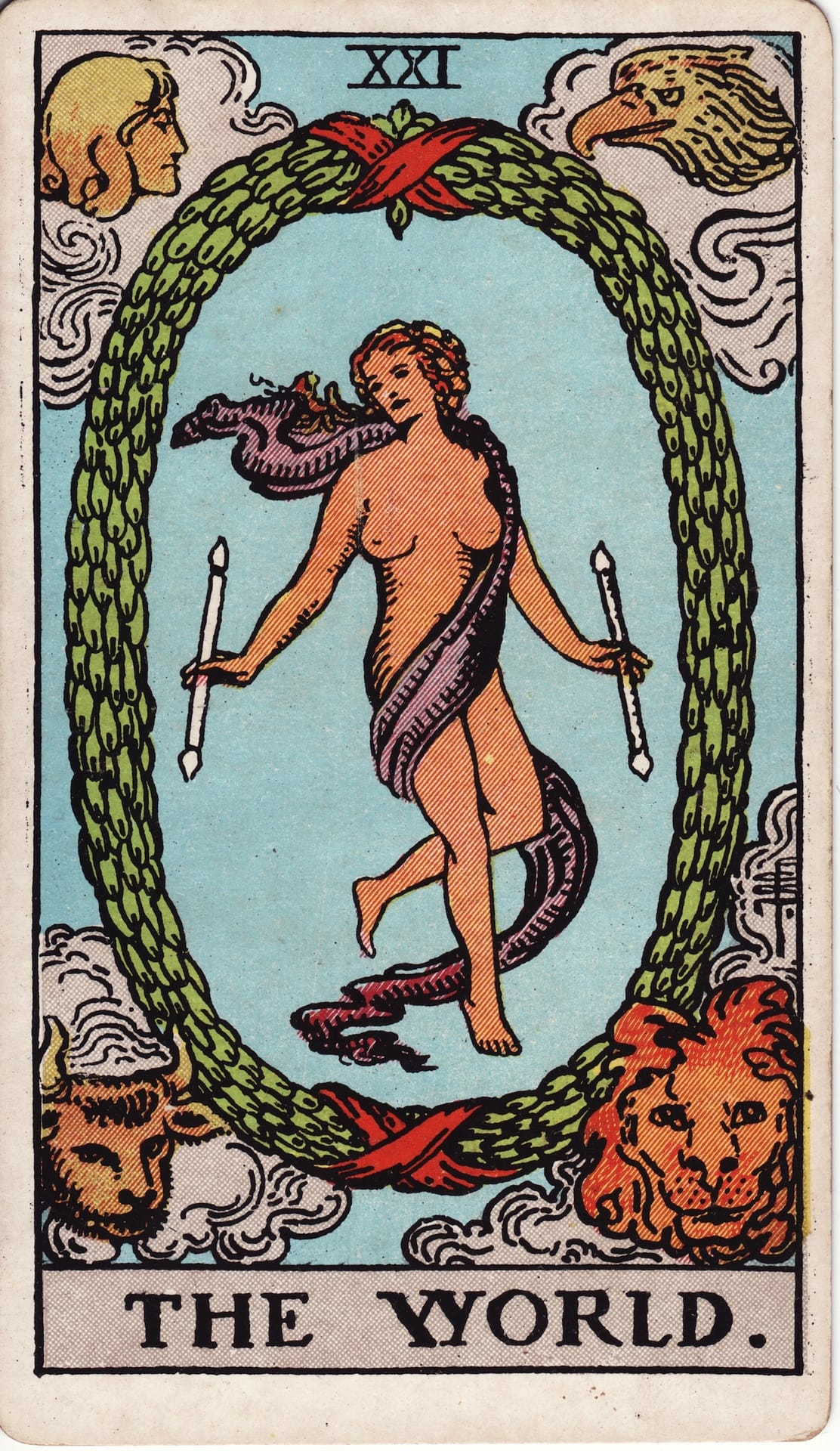The World tarot card - Major Arcana - completion, accomplishment, travel