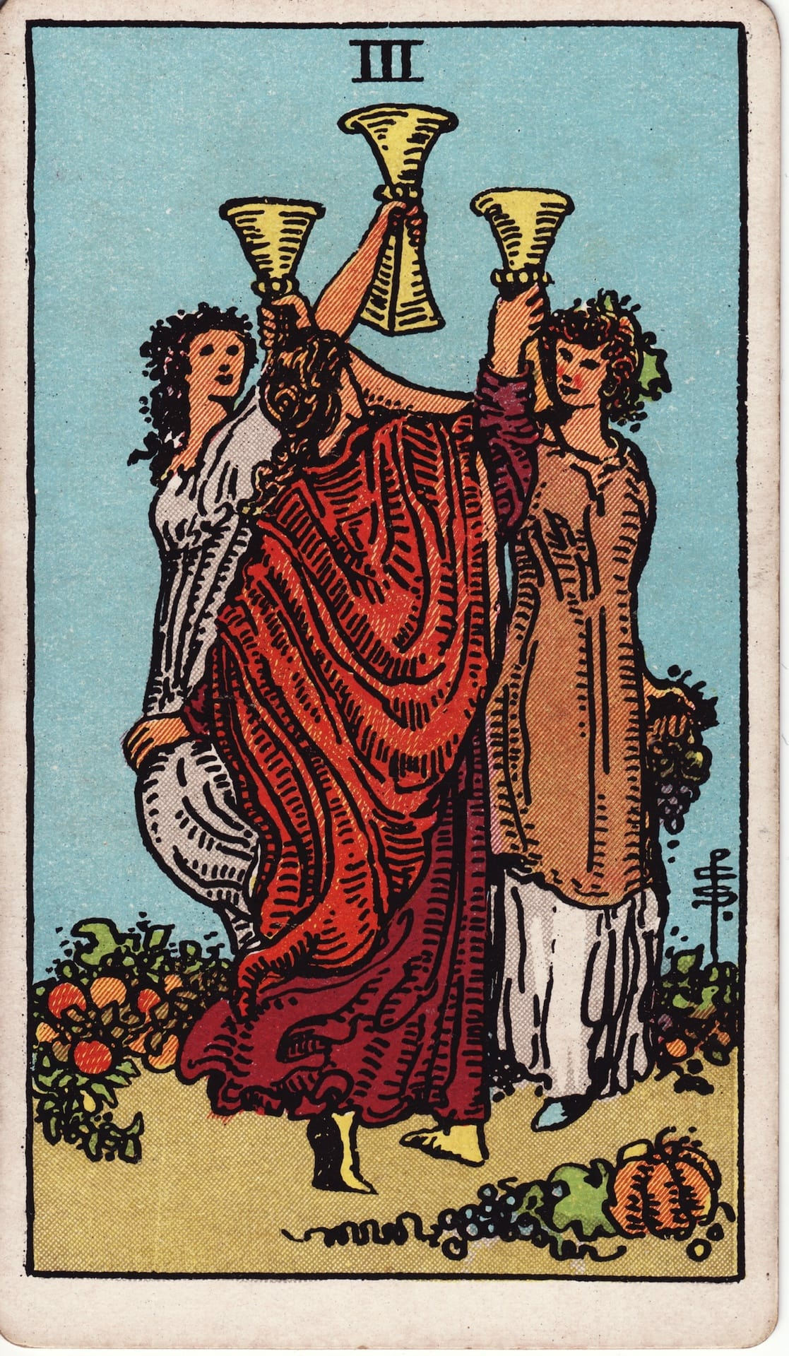 Three of Cups tarot card - Minor Arcana - celebration, friendship, creativity