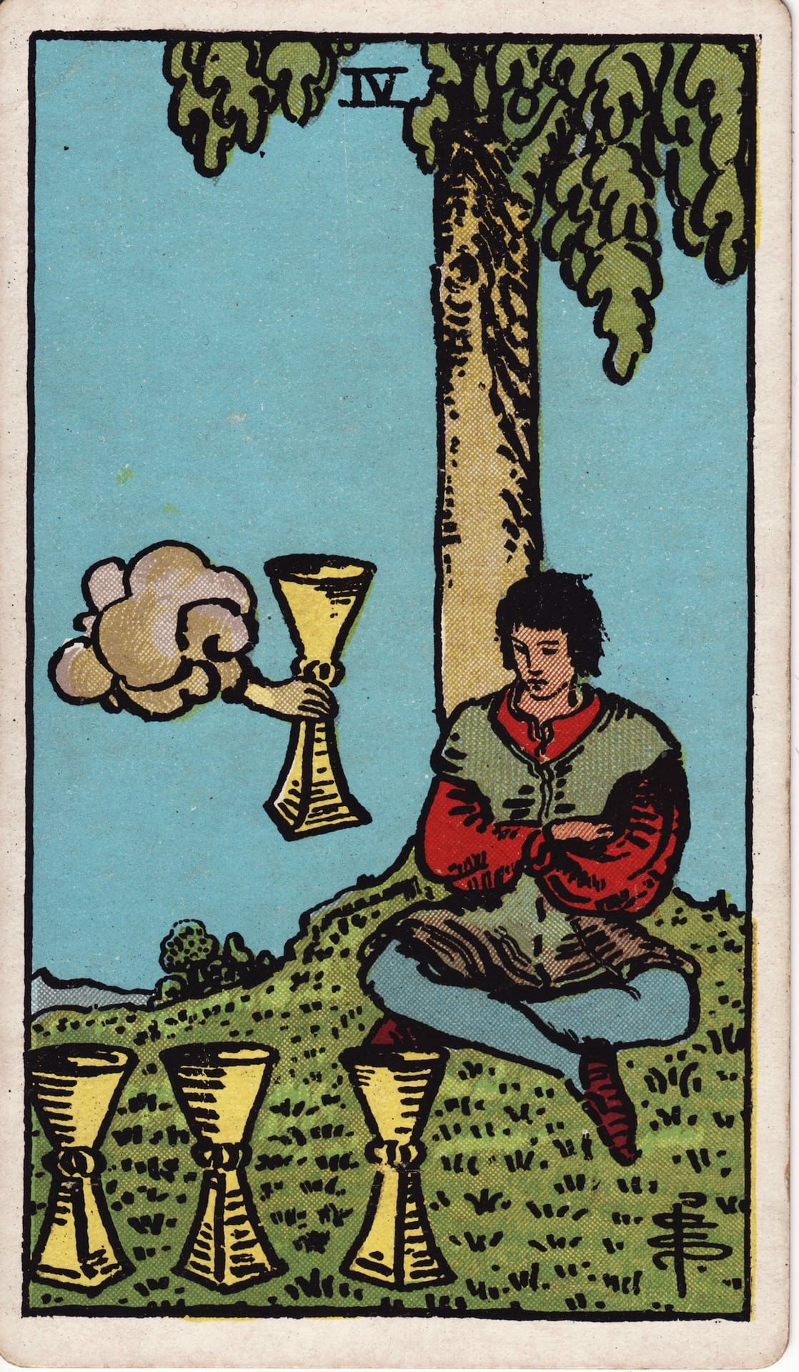 Four of Cups tarot card - Minor Arcana - apathy, contemplation, disconnection