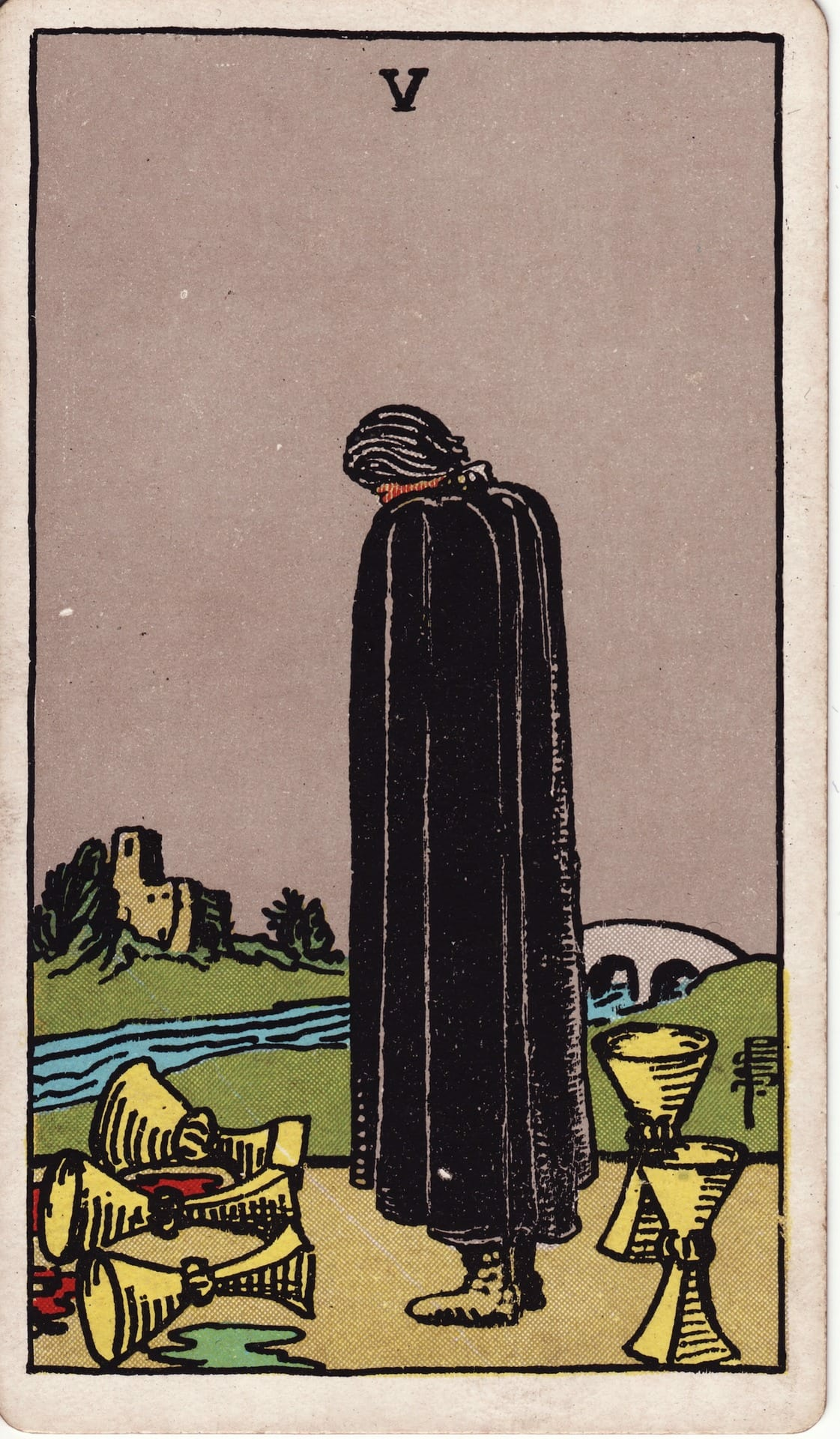 Five of Cups tarot card - Minor Arcana - regret, failure, disappointment