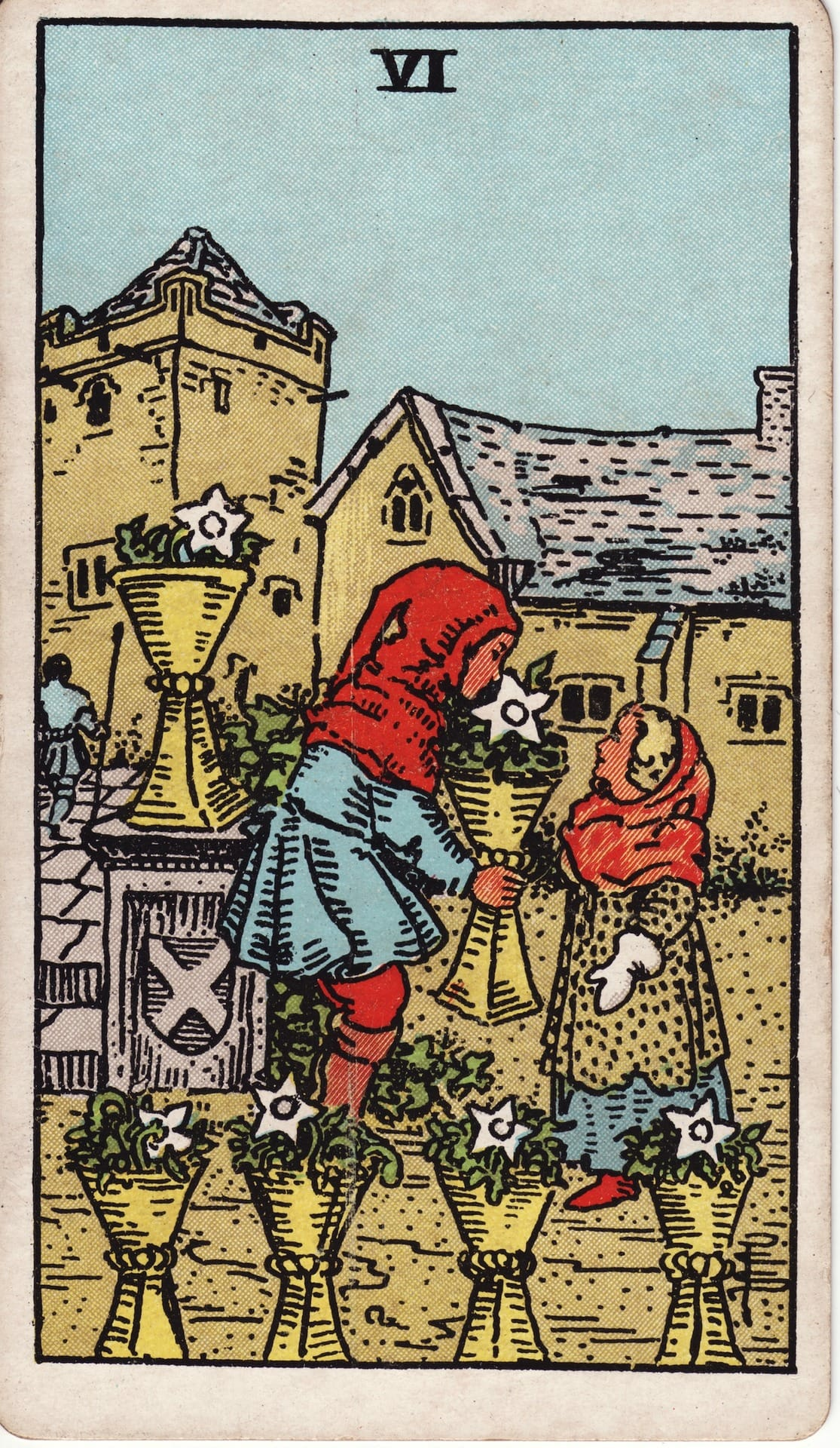 Six of Cups tarot card - Minor Arcana - revisiting the past, childhood memories, innocence