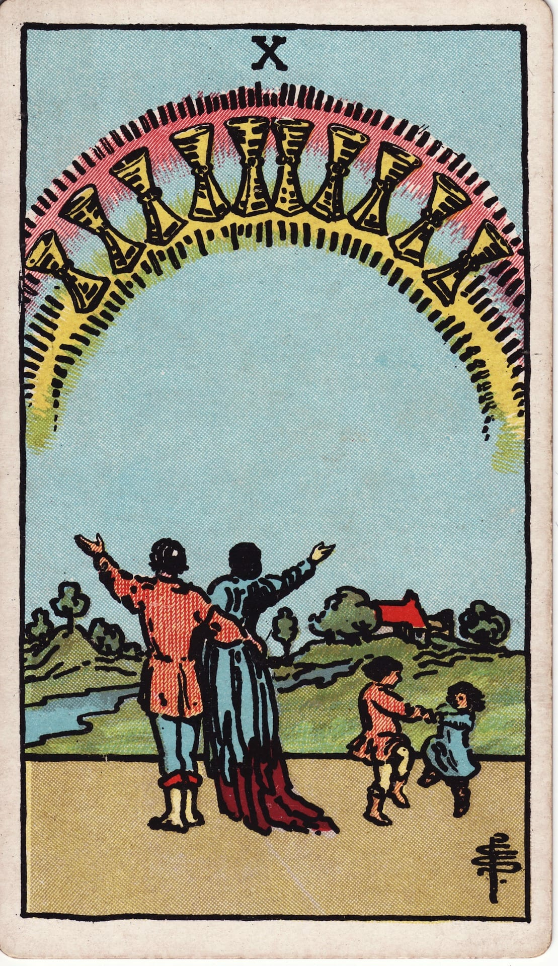 Ten of Cups tarot card - Minor Arcana - divine love, blissful relationships, harmony