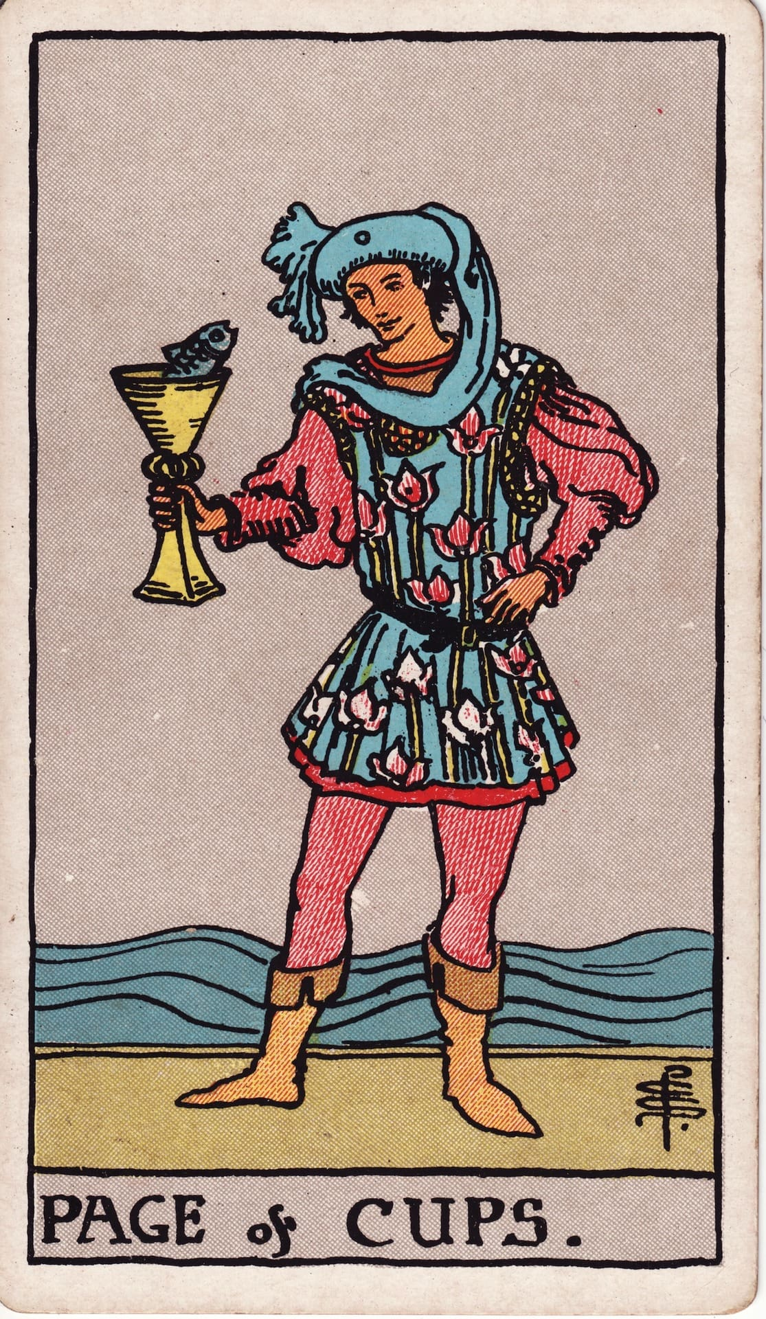 Page of Cups tarot card - Minor Arcana - creative opportunities, intuitive messages, curiosity