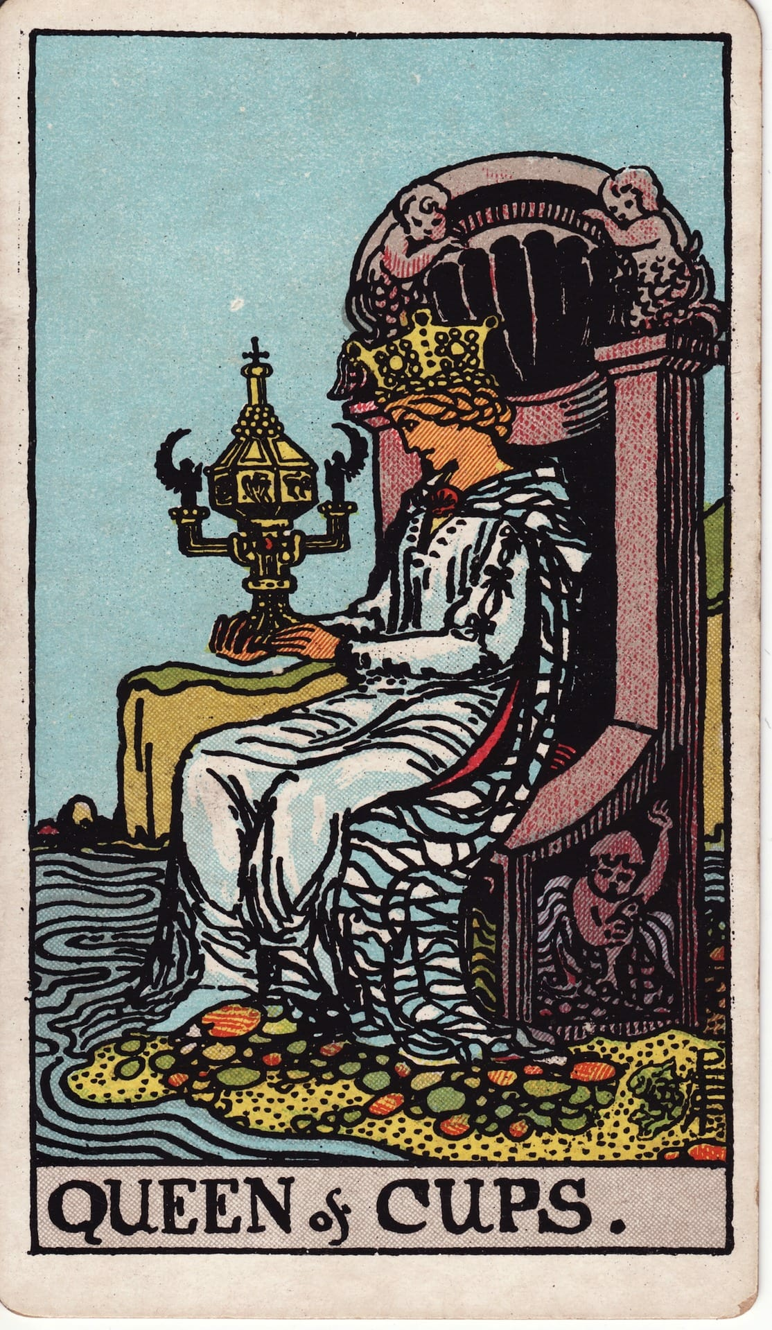 Queen of Cups tarot card - Minor Arcana - compassion, care, emotional security