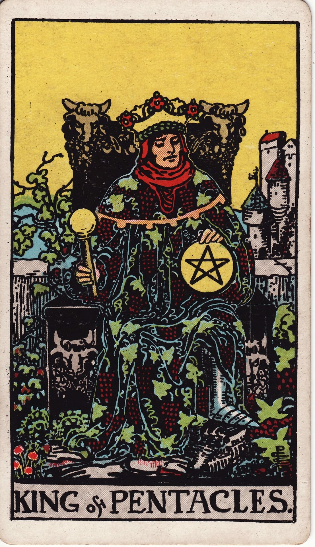 King of Pentacles tarot card - Minor Arcana - financial success, leadership, security