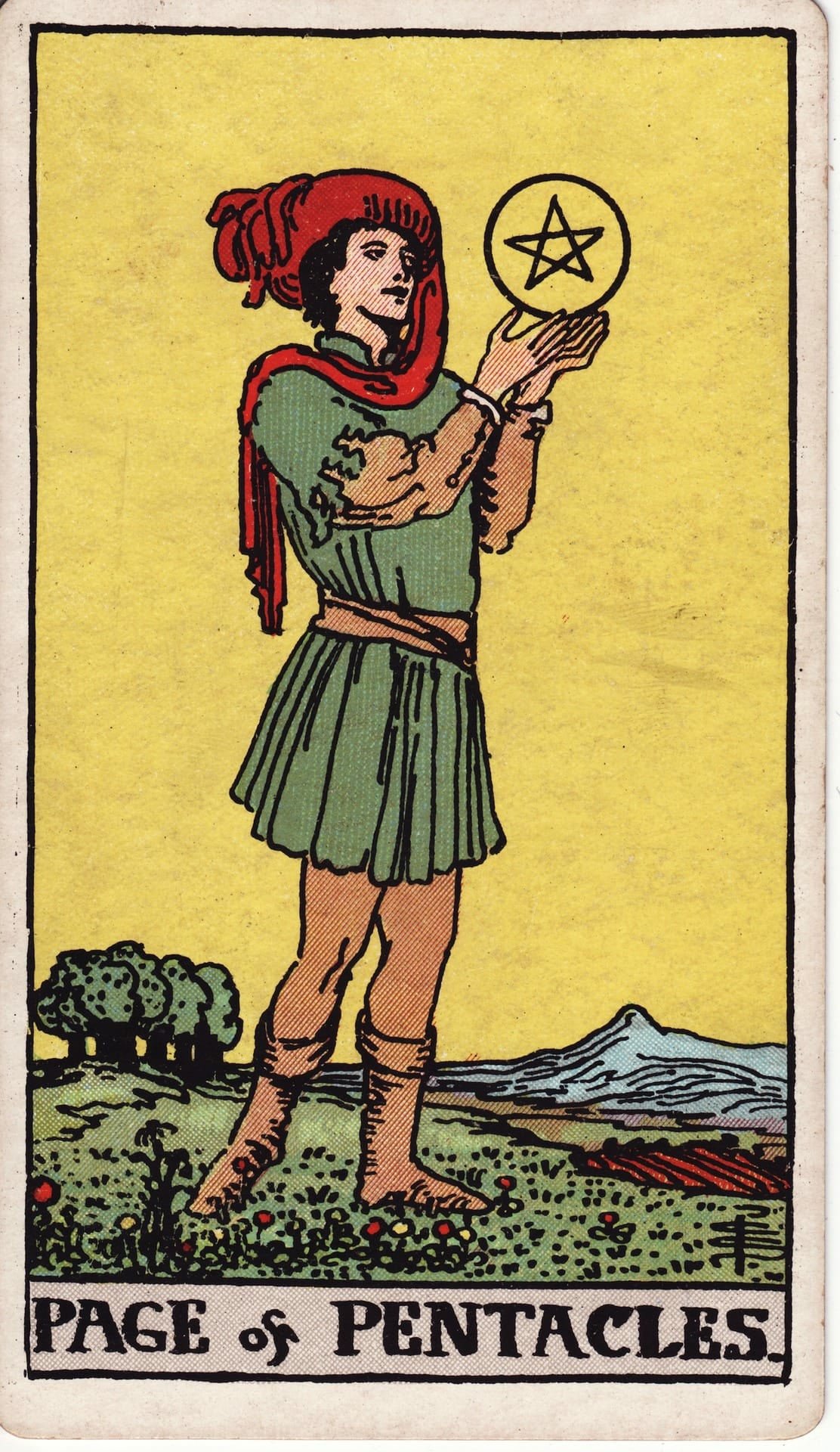 Page of Pentacles tarot card - Minor Arcana - manifestation, financial opportunity, skill development