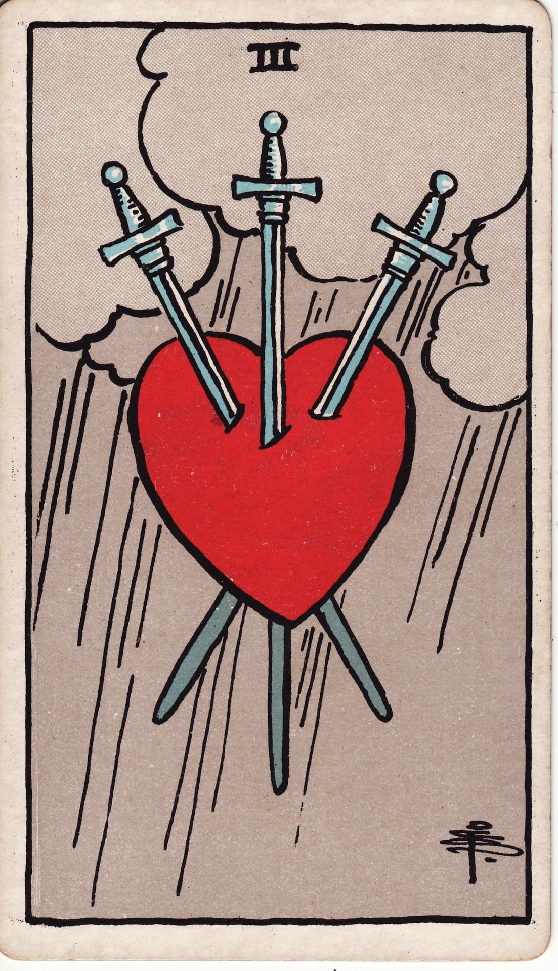 Three of Swords tarot card - Minor Arcana - heartbreak, emotional pain, sorrow