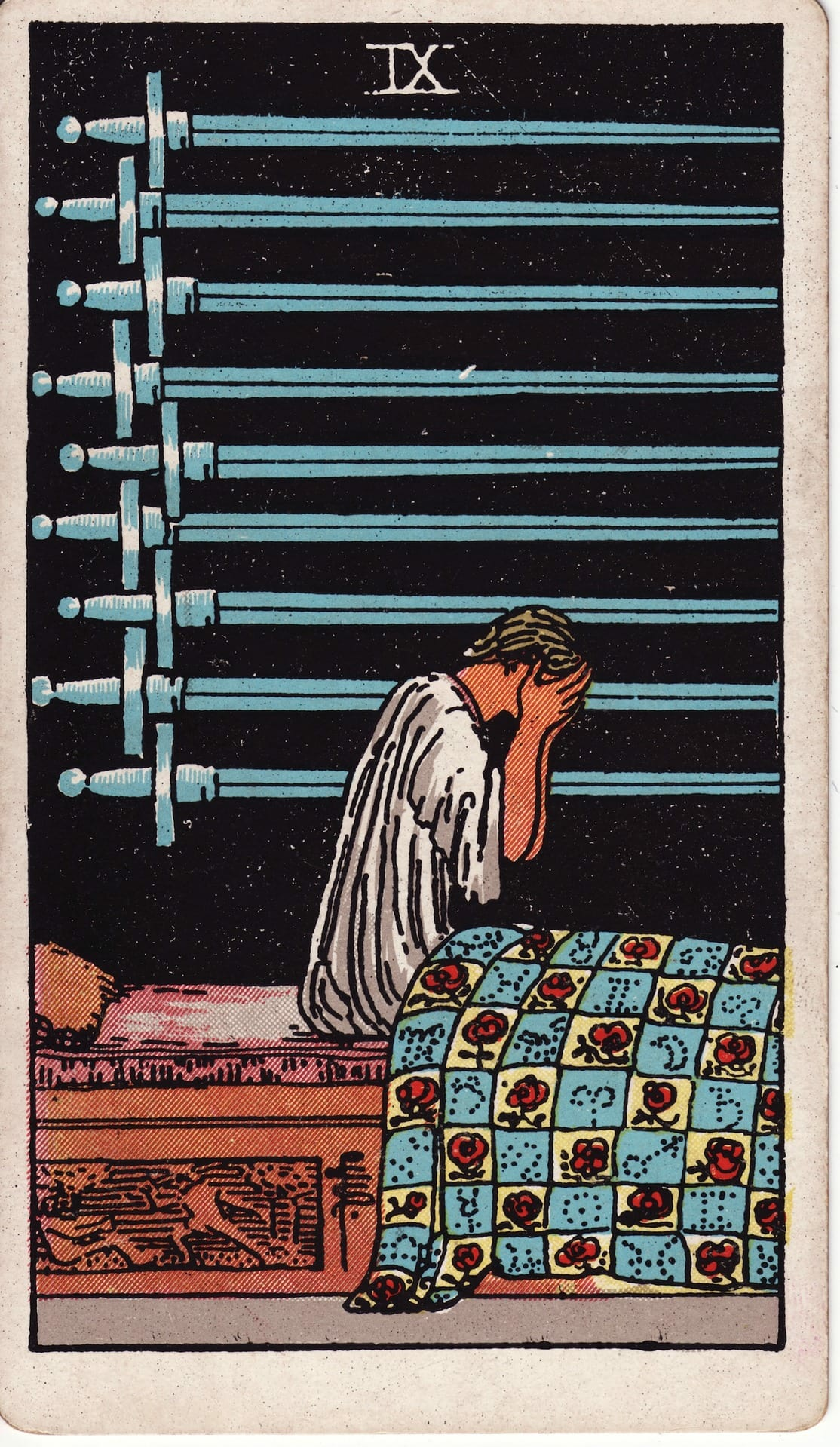 Nine of Swords tarot card - Minor Arcana - anxiety, worry, fear