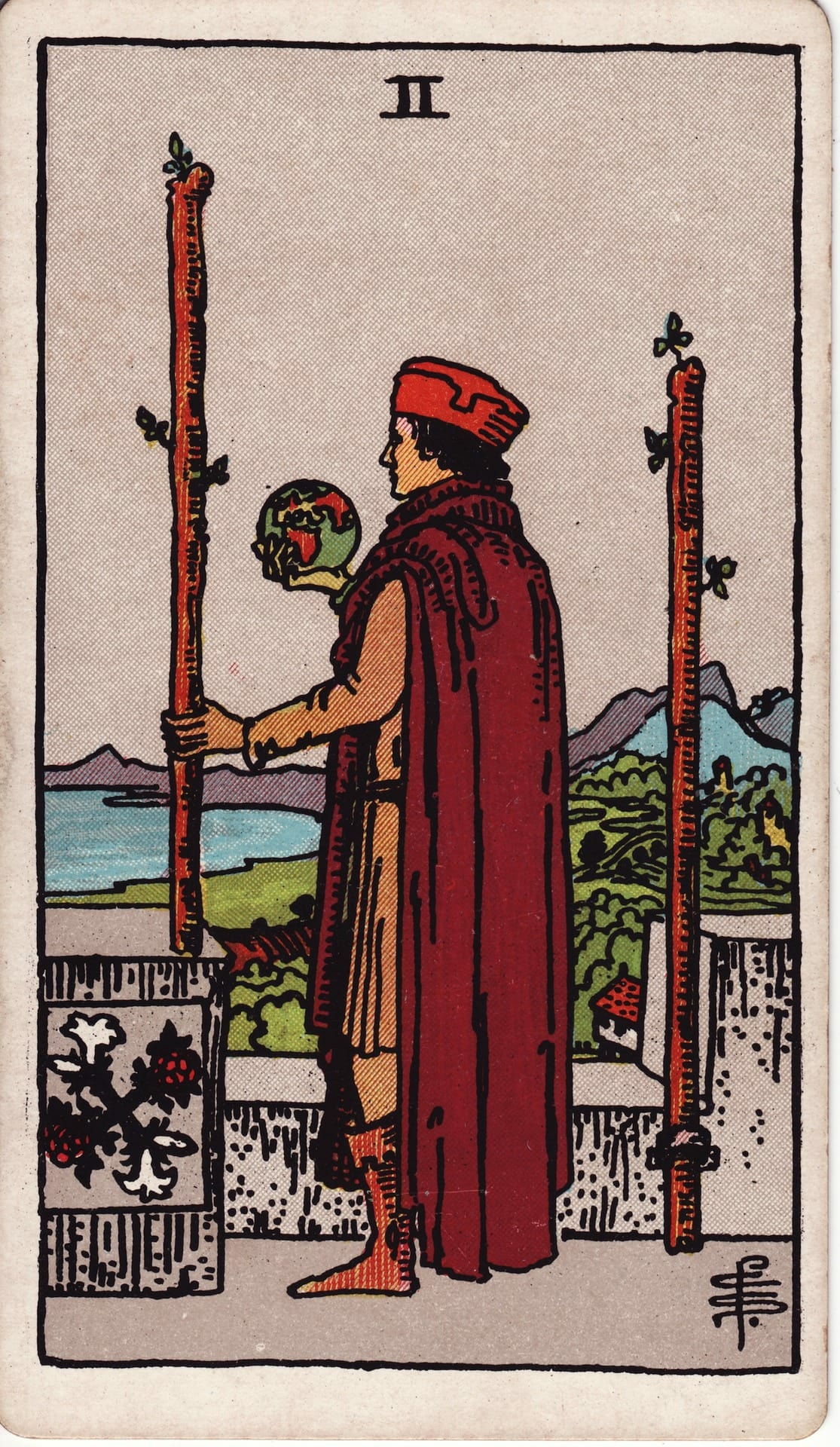 Two of Wands tarot card - Minor Arcana - future planning, making decisions, leaving comfort zone