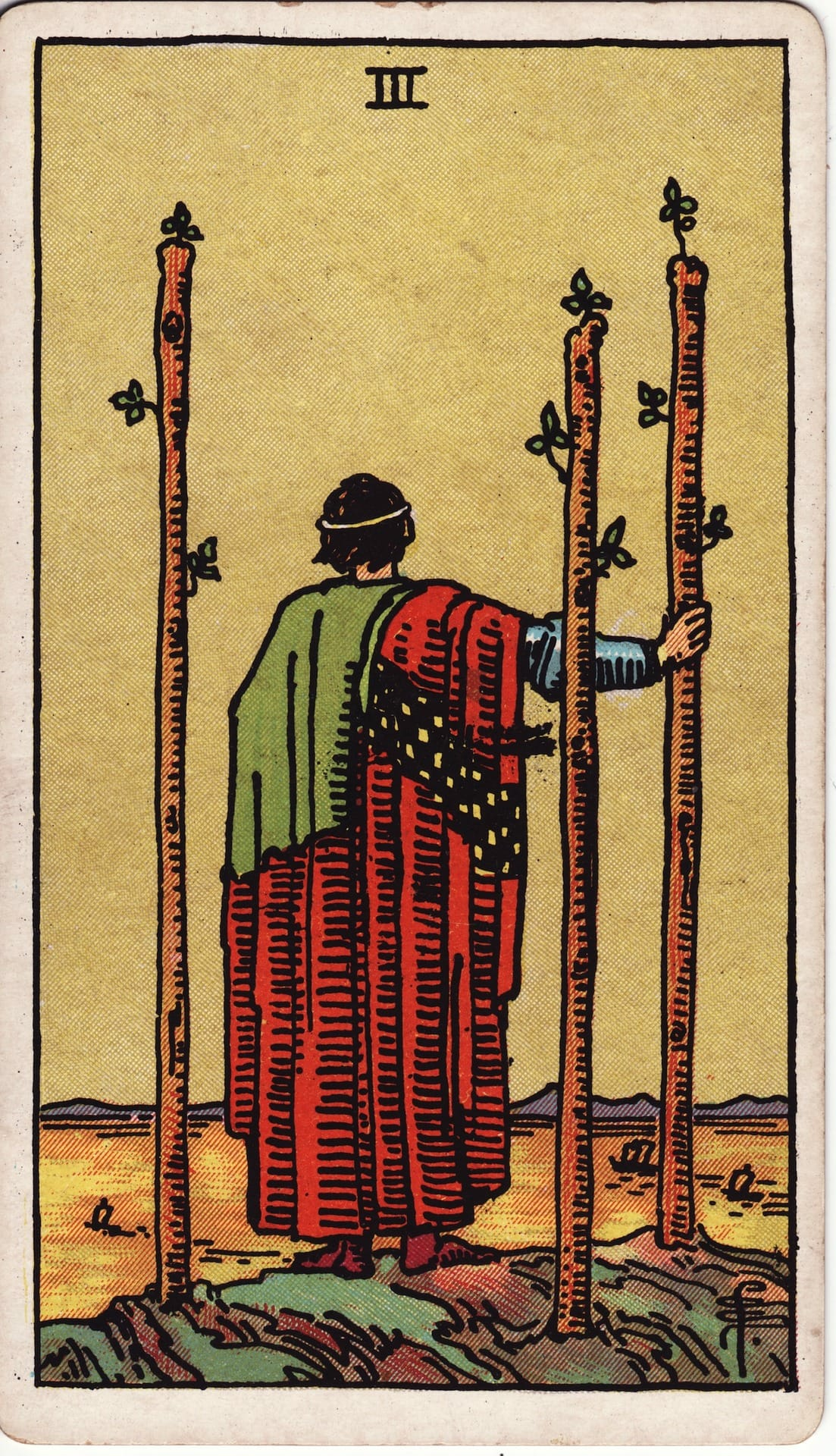 Three of Wands tarot card - Minor Arcana - expansion, foresight, overseas opportunities